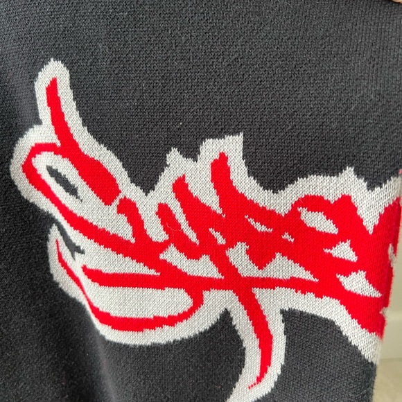 Supreme Black Crewneck Sweater with Red graffiti Design - Picture 3 of 5